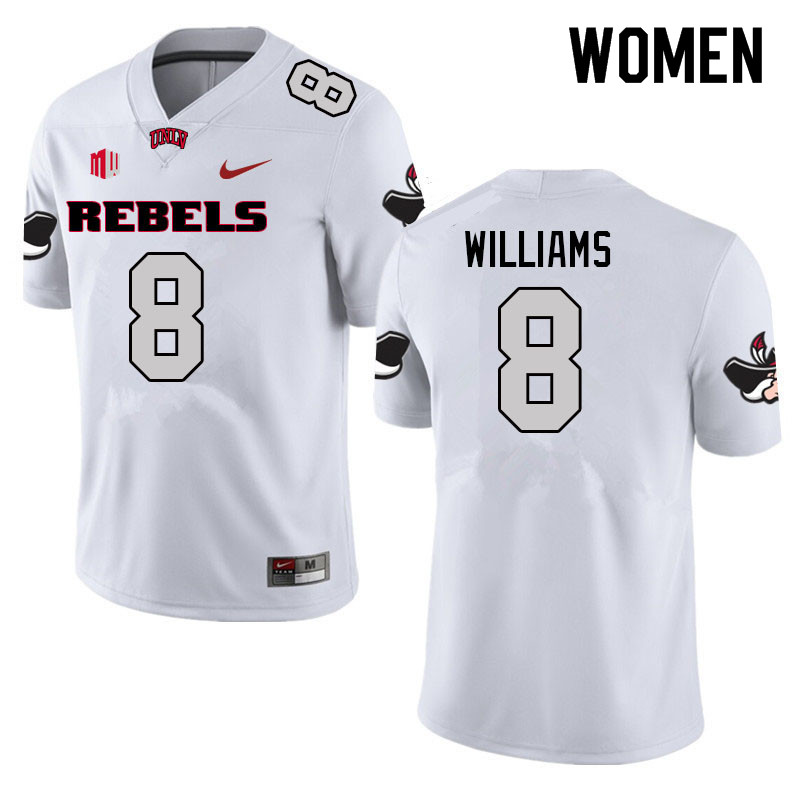 Women #8 Charles Williams UNLV Rebels College Football Jerseys Sale-White - Click Image to Close